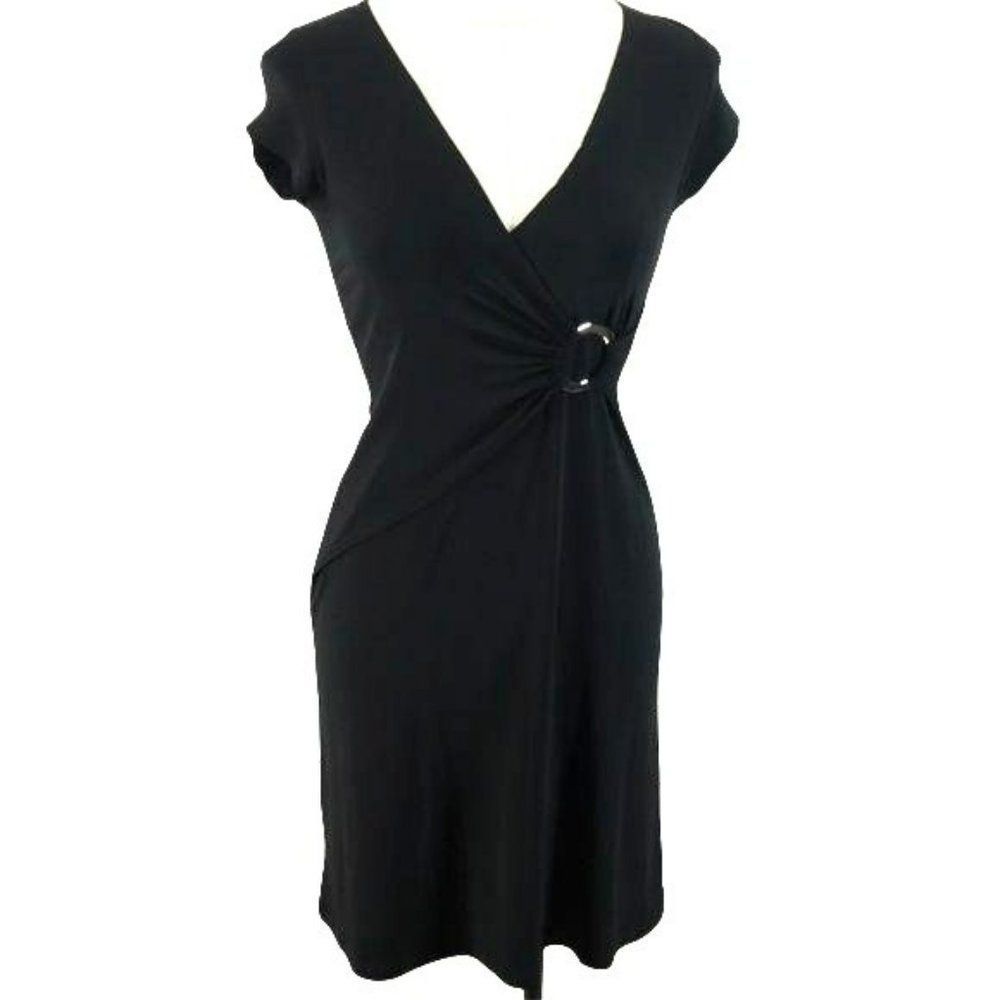 Lipstick Little Black Size Small Faux‎ Wrap bodycon 90's short sleeve Dress